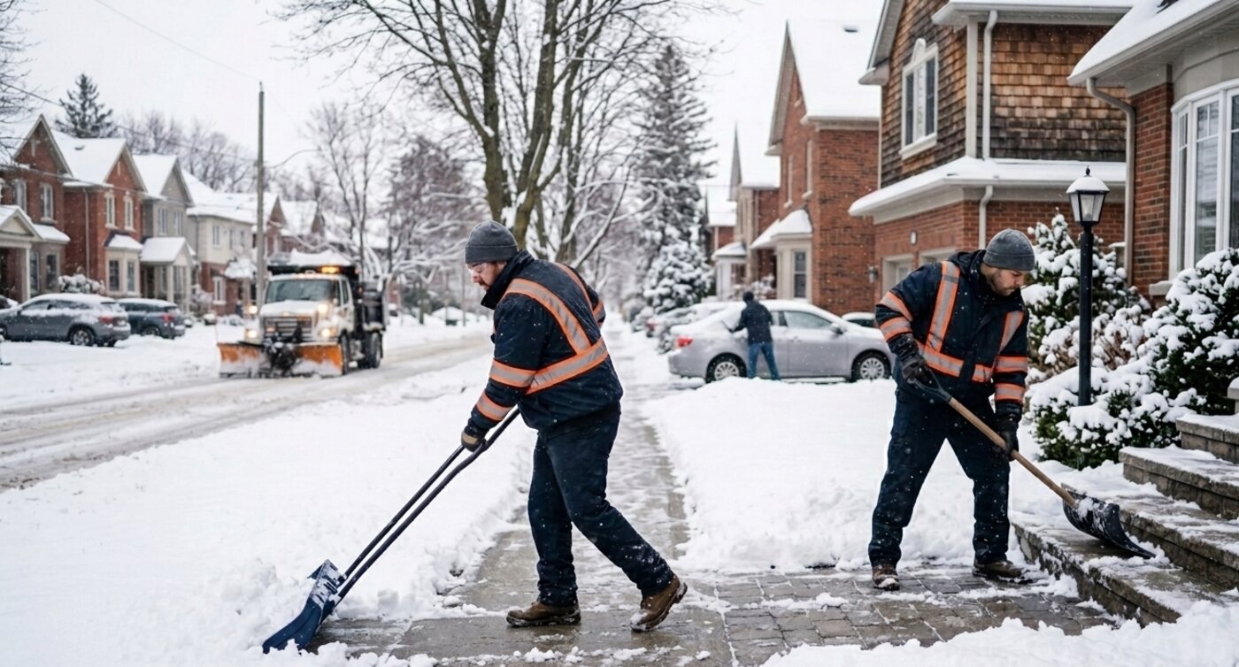 Déneigement manuel par l'équipe Gazon Global